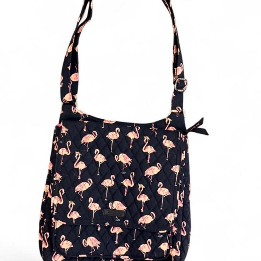 Vera Bradley Flamingo Fiesta Hipster Crossbody Retired Navy Pink Quilted